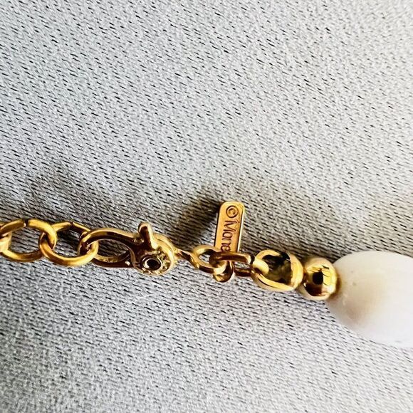 Vintage Monet Necklace White Gold Beaded Beads Strand ￼￼ 28” Gold Clasp 4507 - Picture 11 of 14